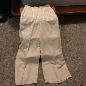 Winter white linen wide leg pants from Anthropologie size S